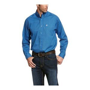 Ariat Mens Geometric Print Long Sleeve Button Up Shirt~Size M~Blue White L13 05